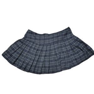 Royal Bones by Daang Black Plaid Pleated Mini Skirt Size M